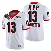Men's Georgia Bulldogs #13 Stetson Bennett IV White 2021-22 National Champions College Football Game MVP Jersey Dzhi,baseball caps,new era cap wholesale,wholesale hats
